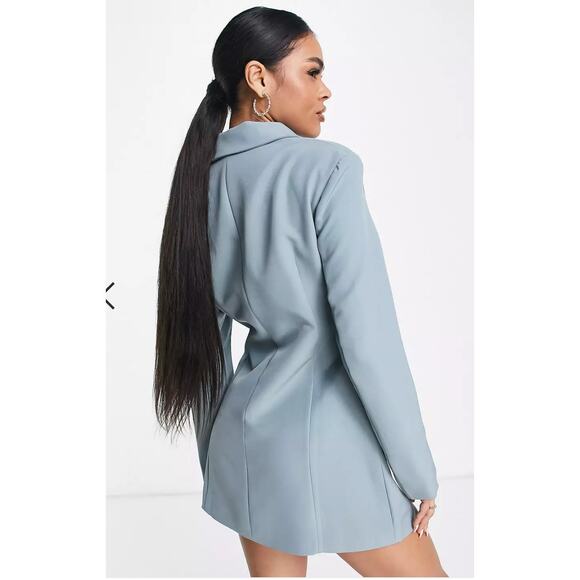 Aria Cove Long Sleeve Cut Out Blazer Mini Dress Womens Size 6 Teal Blue New - Picture 3 of 13